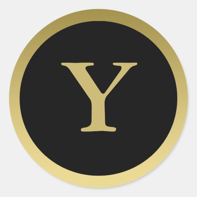 Y :: Monogram Y Elegant Gold and Black Sticker (Front)