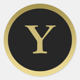 Y :: Monogram Y Elegant Gold and Black Sticker