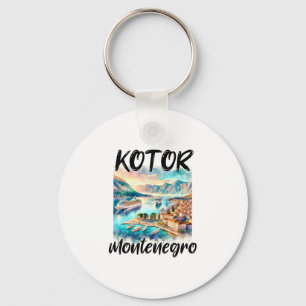Y Of Kotor Montenegro Cruise Ship Watercolor Sceni Key Ring