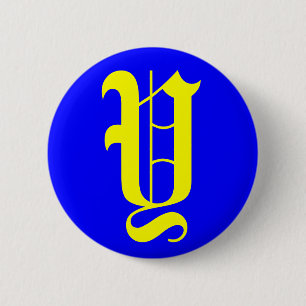 Y - OLD ENGLISH 6 CM ROUND BADGE