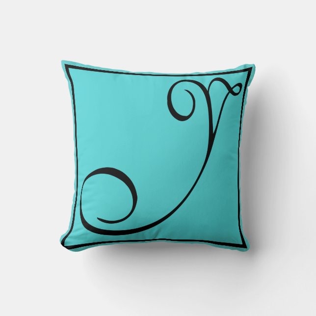 Y PILLOW- The Letter Y on Aqua Background Cushion (Front)