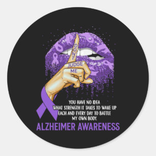 Y Purple Lips Heimerheimer Awareness Ribbon Don't Classic Round Sticker