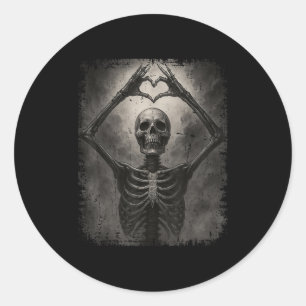 Y Skeleton Hands Heart Sign Funny Halloween Costum Classic Round Sticker
