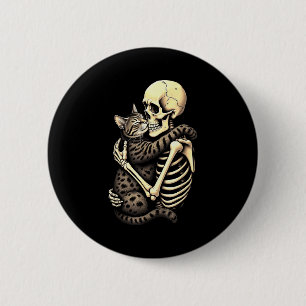 Y Skeleton Hugging Cat Halloween Lovers Human Pro  6 Cm Round Badge