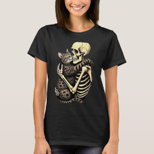 Y Skeleton Hugging Cat Halloween Lovers Human Pro  T-Shirt
