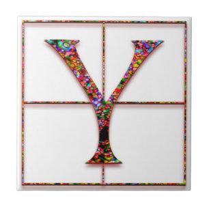 Y Trajanus Red Custom Monogram Tile