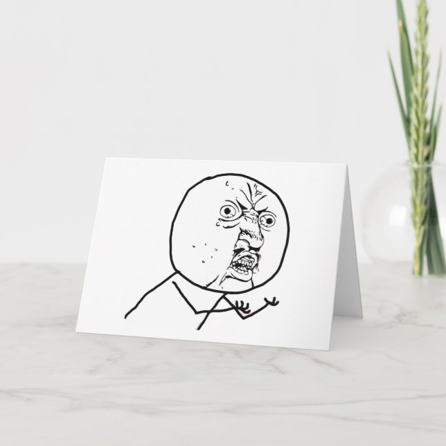 Y U NO (Original) - Horizontal Greeting Card (Front)