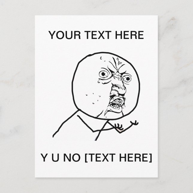 Y U NO - Vertical Postcard (Front)