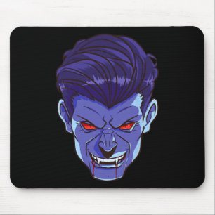 Y Vampire Halloween Monster Face Scary Fangs Costu Mouse Mat