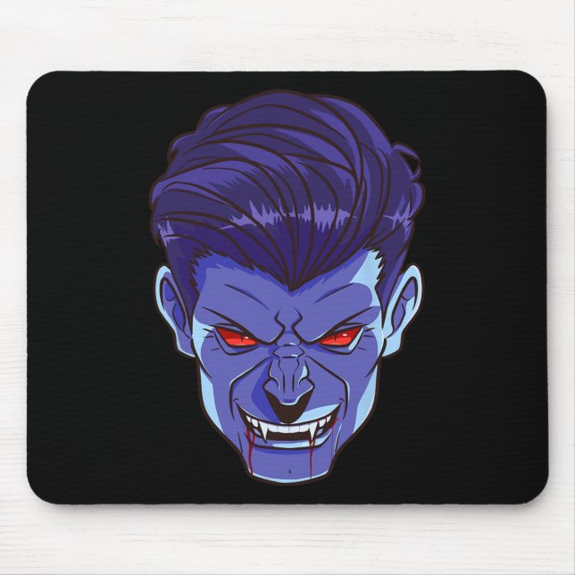Y Vampire Halloween Monster Face Scary Fangs Costu Mouse Mat (Front)