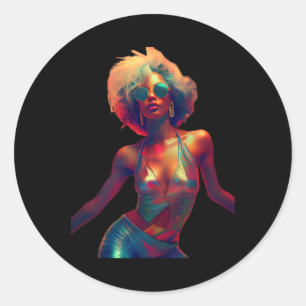 Y Woman Dance In Night Club 70s 80s Disco Retro Ar Classic Round Sticker
