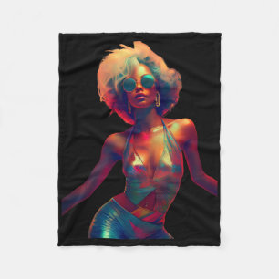 Y Woman Dance In Night Club 70s 80s Disco Retro Ar Fleece Blanket