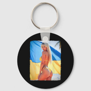 Y Woman On T Shirt - Blonde Bikini Be And Ukraine  Key Ring