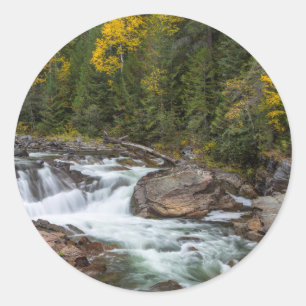Yaak Falls In Autumn In The Kootenai National Classic Round Sticker