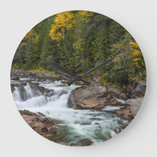 Yaak Falls In Autumn In The Kootenai National Large Clock