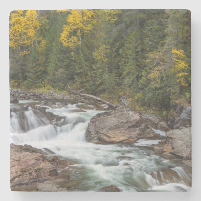 Yaak Falls In Autumn In The Kootenai National Stone Coaster (Front)