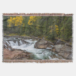 Yaak Falls In Autumn In The Kootenai National Throw Blanket