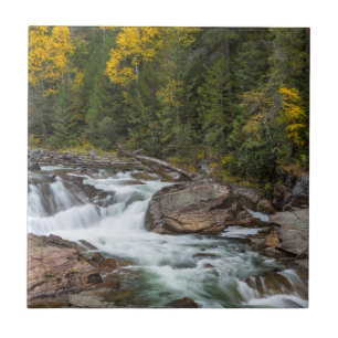 Yaak Falls In Autumn In The Kootenai National Tile