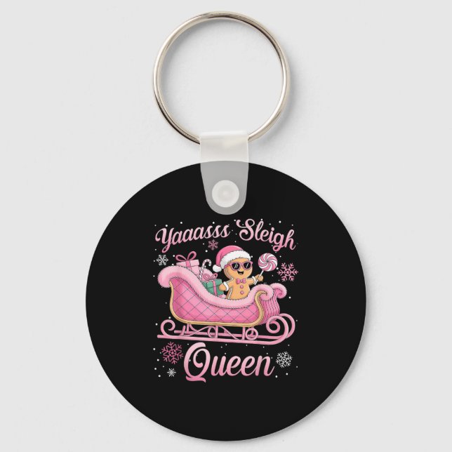 Yaas Sleigh Queen Sleigh Girl Matching Christmas  Key Ring (Front)