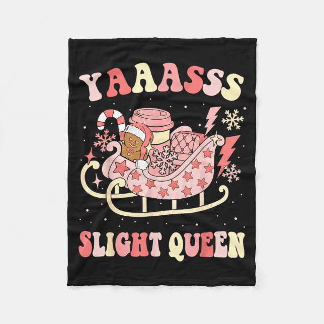 Yaas Sleigh Queen Sleigh Girl Matching Christmas P Fleece Blanket (Front)