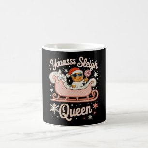 Yaass Sleigh Queen Gingerbread Pink Sled Christmas Coffee Mug