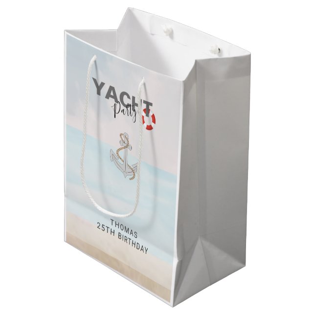 Yacht Boat Cruise Birthday Party  Medium Gift Bag (Front Angled)