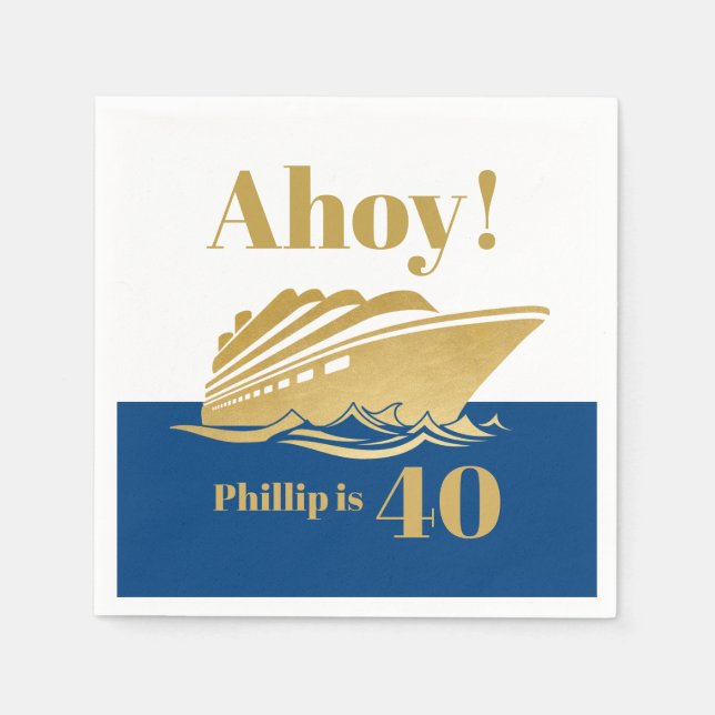 Yacht Boat Cruise Birthday Party Napkin (Front)