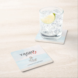 Yacht Boat Cruise Birthday Party Square Paper Coaster