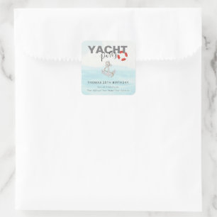 Yacht Boat Cruise Birthday Party  Square Sticker