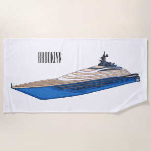 Yacht cartoon illustration beach towel