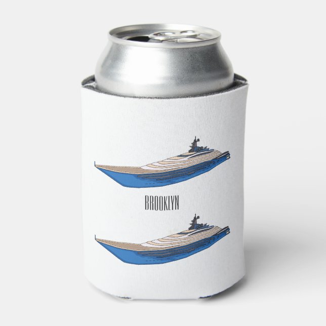 Yacht cartoon illustration can cooler (Can Front)