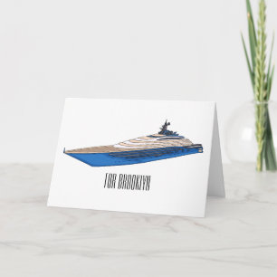Yacht cartoon illustration  card
