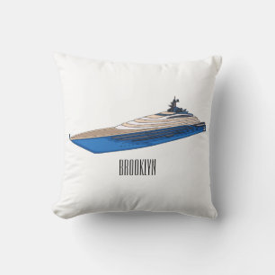 Yacht cartoon illustration cushion