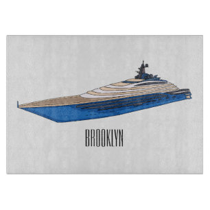 Yacht cartoon illustration cutting board