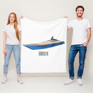 Yacht cartoon illustration fleece blanket