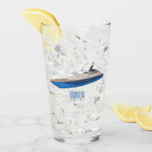 Yacht cartoon illustration  glass