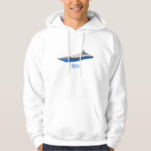 Yacht cartoon illustration hoodie