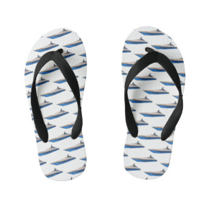 Yacht cartoon illustration  kid's flip flops