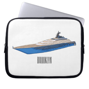 Yacht cartoon illustration laptop sleeve