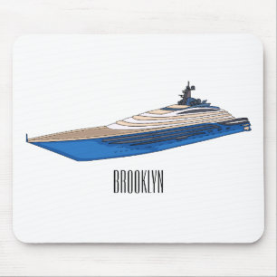 Yacht cartoon illustration  mouse mat