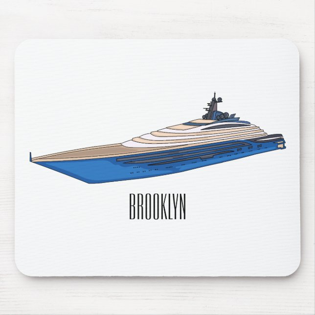 Yacht cartoon illustration  mouse mat (Front)