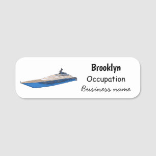 Yacht cartoon illustration name tag