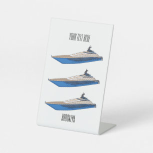 Yacht cartoon illustration  pedestal sign