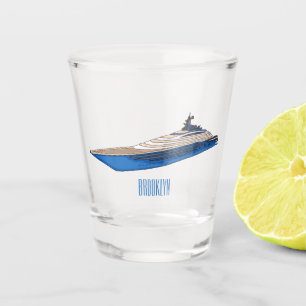 Yacht cartoon illustration shot glass