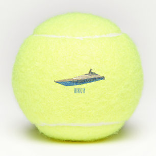 Yacht cartoon illustration tennis balls