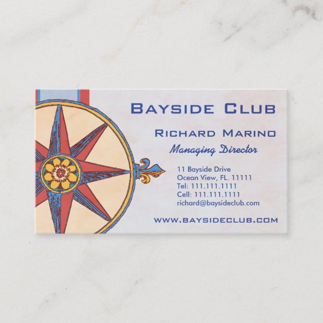Yacht Club, Sailing Club, Marina, Nautical Shop Business Card (Front)