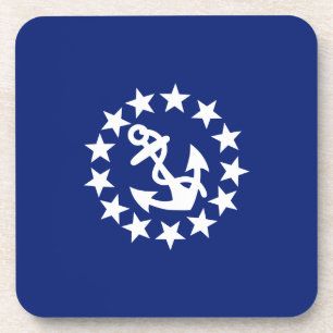 Yacht Flag Anchor Stars Symbol on Blue Coaster