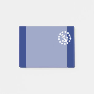 Yacht Flag Anchor Stars Symbol on Blue Post-it Notes