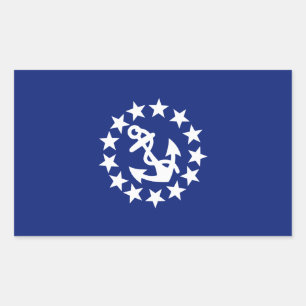 Yacht Flag Anchor Stars Symbol on Blue Rectangular Sticker