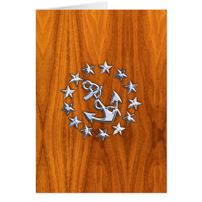 Yacht Flag Sign on Nautical Teak Wood Print (Front)